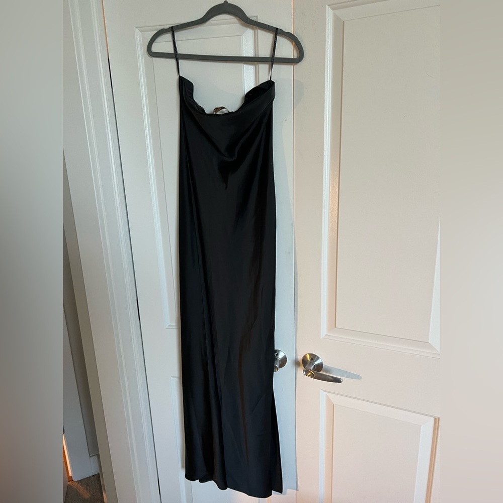 WAYF black satin maxi dress